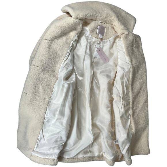 NWT Rachel Parcel Long Ivory Faux Fur Trench Coat | Size Small Elegant Winter - Picture 11 of 11